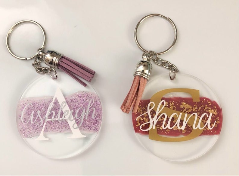 Personalized Keychain Glitter Keychain with tassel Glitter Keychain Birthday Gift Custom Keychain Monogram Keychain Bridesmaid Gift