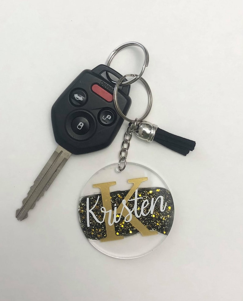 Personalized Keychain Glitter Keychain with tassel Glitter Keychain Birthday Gift Custom Keychain Monogram Keychain Bridesmaid Gift