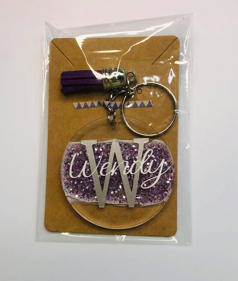 Personalized Keychain Glitter Keychain with tassel Glitter Keychain Birthday Gift Custom Keychain Monogram Keychain Bridesmaid Gift