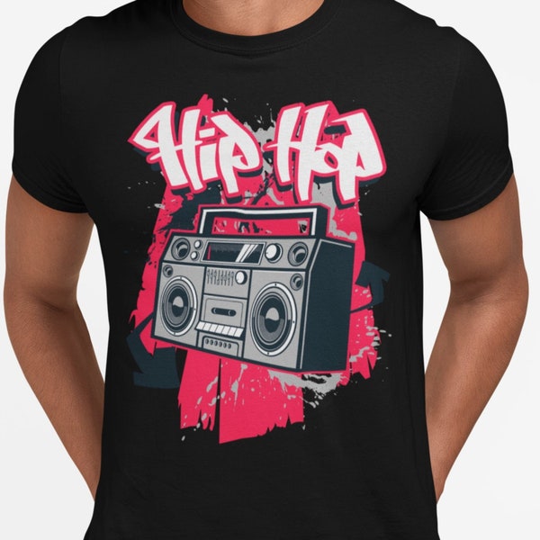 Hip Hop T-shirt T Shirt Music 70s 80s 90s retro T shirt Hiphop Stereo Ghetto blaster