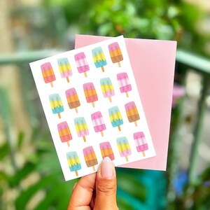 Ice Pops Blanko Karte, Sommer Briefpapier, Niedliche Briefkarte, Eis Design, A2 Grußkarte