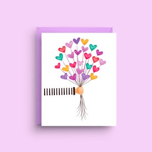 Love Heart Balloons Card, Balloon Bouquet Card, Love Card, Get Well Soon Card image 1