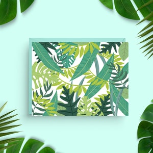 Conjunto de papelaria com estampa de palmeira tropical, cartões de anotações com vegetação exuberante, tamanho A2, papel de carta botânico, correspondência elegante inspirada na natureza