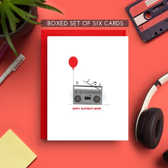 Boom Box Birthday Card Boxed Set of 6 Cards Birthday Homie Etsy