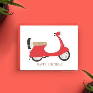 Cartão de aniversário Vespa, Vespa vermelha