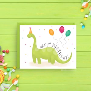 恐竜の誕生日カード、子供用誕生日カード、楽しい恐竜パーティーグリーティングカード、内側は空白、A2サイズ、カラフルな封筒付き