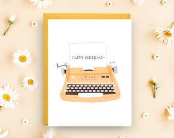 Typewriter Birthday Card, Card for Writer's Birthday, Vintage Typewriter Design, A2 Retro Birthday Greeting