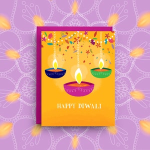 Karta Diwali, świąteczne życzenia świąteczne, żywa karta Diwali, karta na obchody Diwali, festiwal świateł, życzenia sezonowe