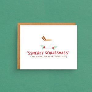 Funny Eggnog Christmas Card: Yuletide Holiday Pun (A2 Size)