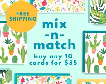 Mix and Match Any 10 Cards, Pick Your Own 10 Cards, Assorted Greeting Card Set, Special Bundle Offer, Variety Pack for 35