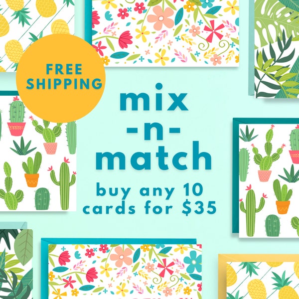 Mix and Match Any 10 Cards, Pick Your Own 10 Cards, Assorted Greeting Card Set, Special Bundle Offer, Variety Pack for 35