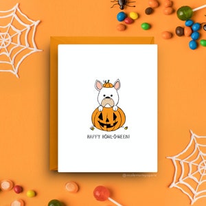 Carte Halloween, carte bouledogue français, carte citrouille, carte animal de compagnie