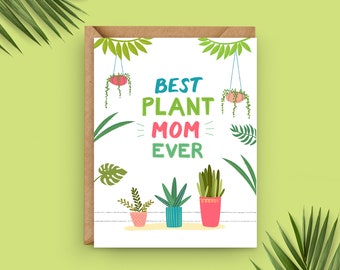 Best Plant Mom Ever Card, A2 Green Thumb Mother's Day Note, Springtime Plant Lady Greeting, Gardening Mom Card, Mother's Day Plant Lover