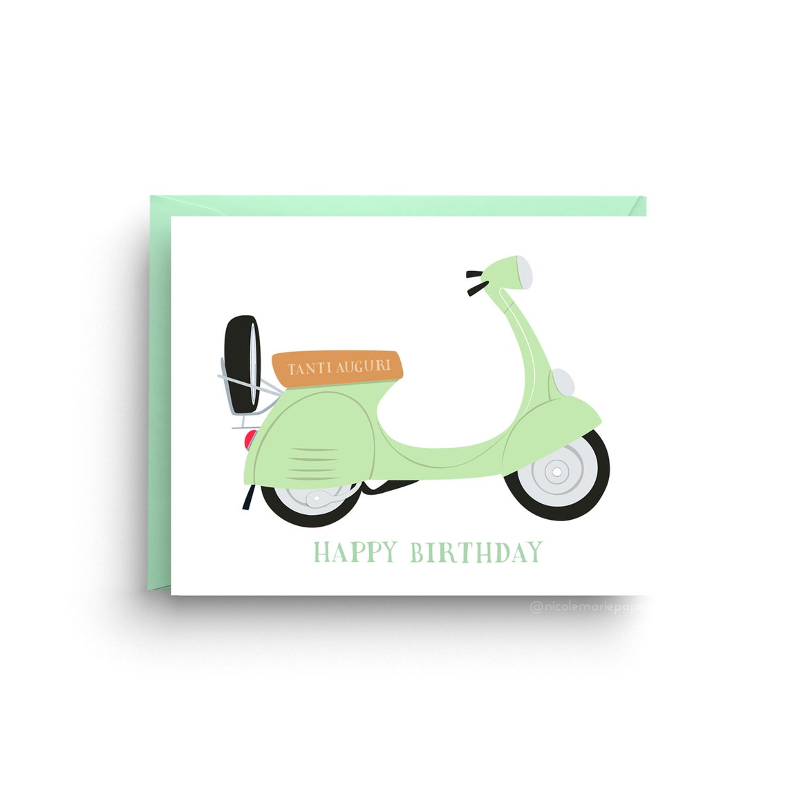 Vintage Vespa Birthday Card Etsy