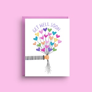 Gute Besserung Karte mit Herzballons, fröhliche Genesungswünsche, A2 Größe, Beileidsbegrüßung, Bunte Get Better Notiz Karte