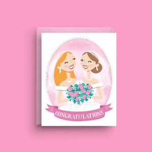 Lesbische Hochzeitskarte, LGBTQ+ Hochzeitskarte, Glückwunschkarte zur Hochzeit, gleichgeschlechtliche Ehe Karte, A2 Größe mit Umschlag