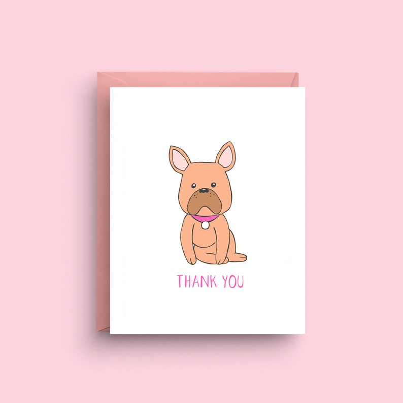 French Bulldog Card, Thank You Card image 1