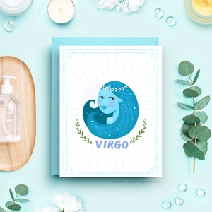Virgo, carta astrológica, tarjeta de cumpleaños del zodíaco