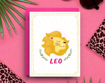 Leo, Astrology Card, Zodiac Birthday Card