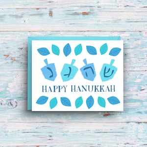 Carte de Hanoukka, voeux de vacances Dreidel, carte de fête juive festive, format A2 avec enveloppe