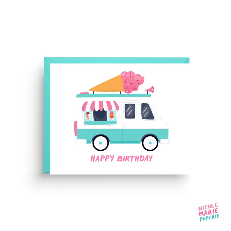 Birthday Card Ice Cream Truck Card