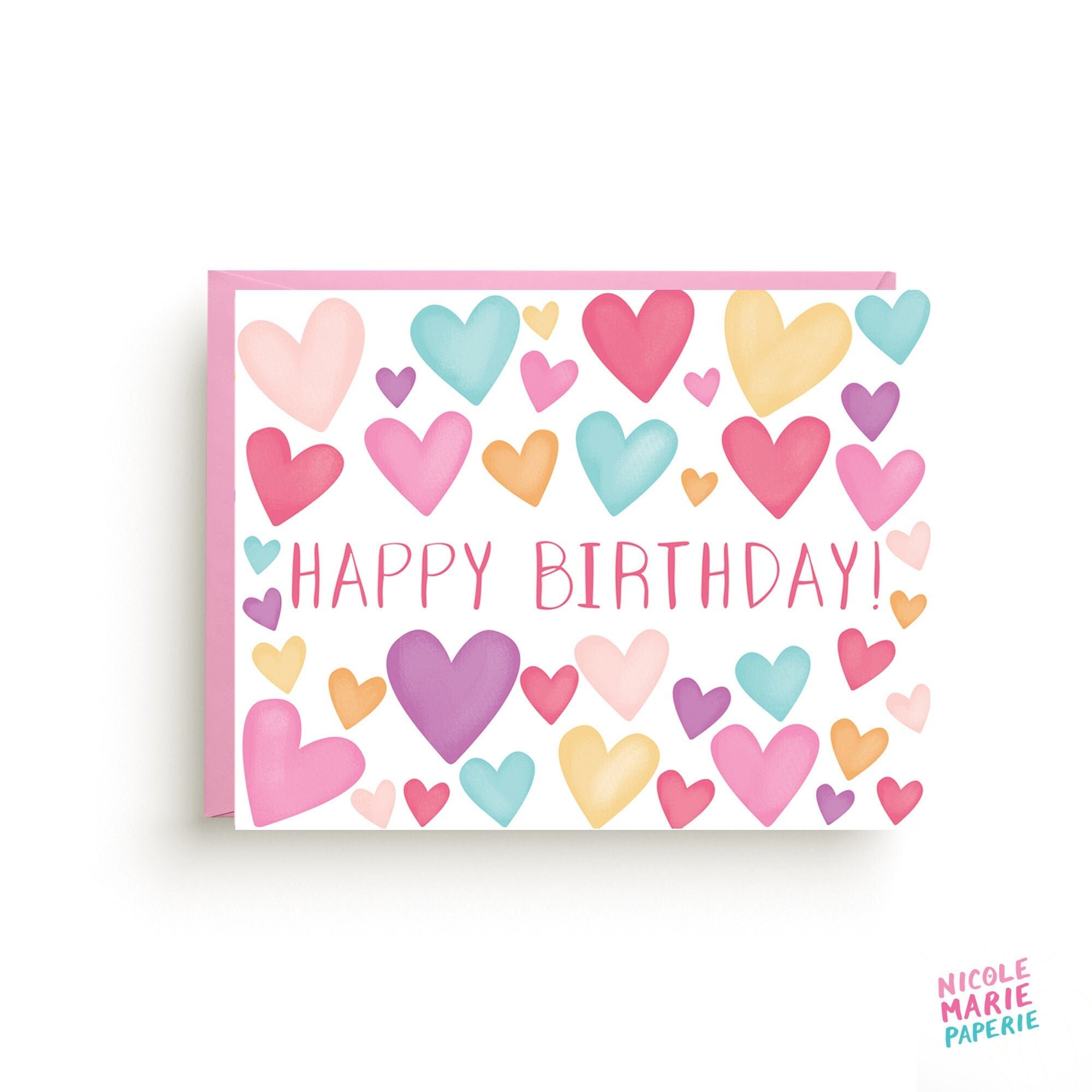 ON SALE Pink Hearts Birthday Card | Etsy