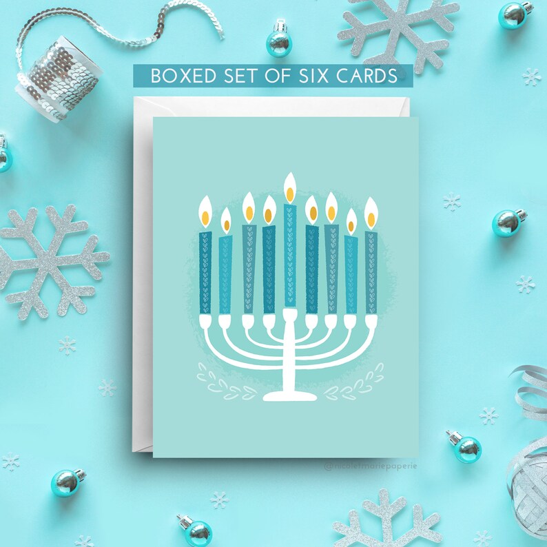 Hanukkah Menorah Hanukkah Card Boxed Set of 6 Etsy
