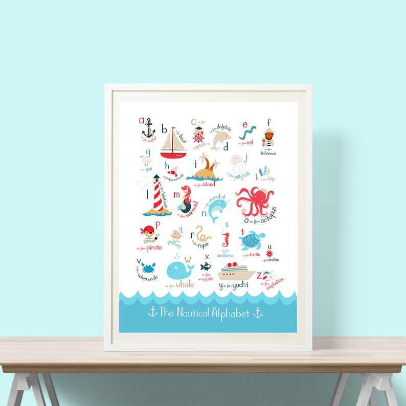 Nautical Alphabet 8x10 11x14 Art Print | Etsy