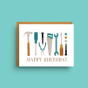 Geburtstagskarte für Handwerker, Geburtstagsgruß mit Werkzeug-Motiven, A2-Größe, Happy Birthday Papa, Geburtstagskarte für Ihn, DIY-Enthusiast