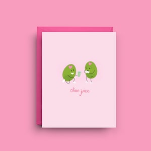 Tarjeta de amor con jugo de oliva, lindo juego de palabras "Te amo", saludo de San Valentín, tarjeta romántica con sobre rosa