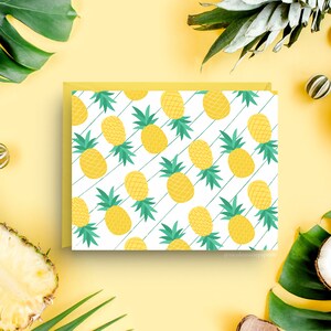 Pineapple Stationery Card, Tropical Thank You Card, Birthday or Celebration Card, A2 Size, Yellow Envelope Included