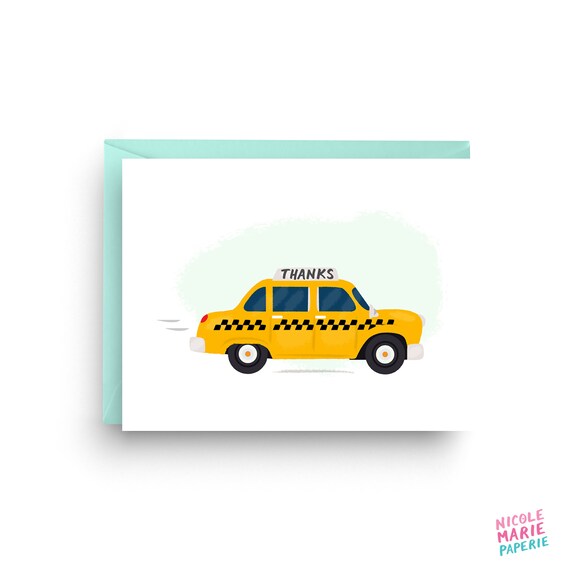 Gelbe Taxi Karte Dankeschon Karte Etsy