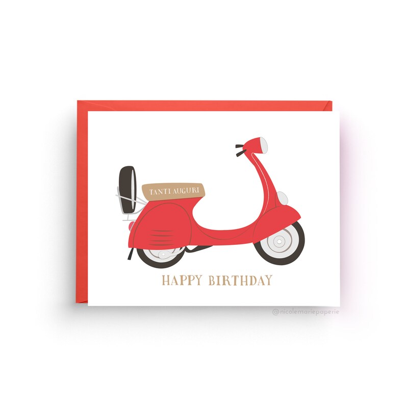Vintage Vespa Birthday Card Etsy