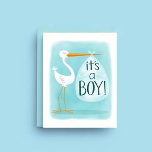 It&#39;s a Boy Card: Stork Baby Shower Greeting Card