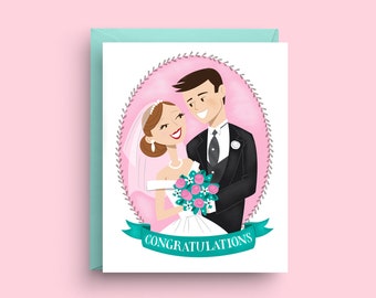 Cherished Moments Wedding Card, Bride and Groom Congratulations, Nuptial Celebration Greeting, A2 Size with Envelope