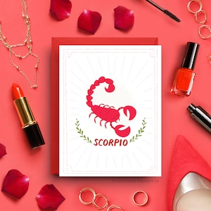 Cartão de aniversário do zodíaco de Escorpião, celebração do signo astrológico, tamanho A2, saudação do signo com envelope