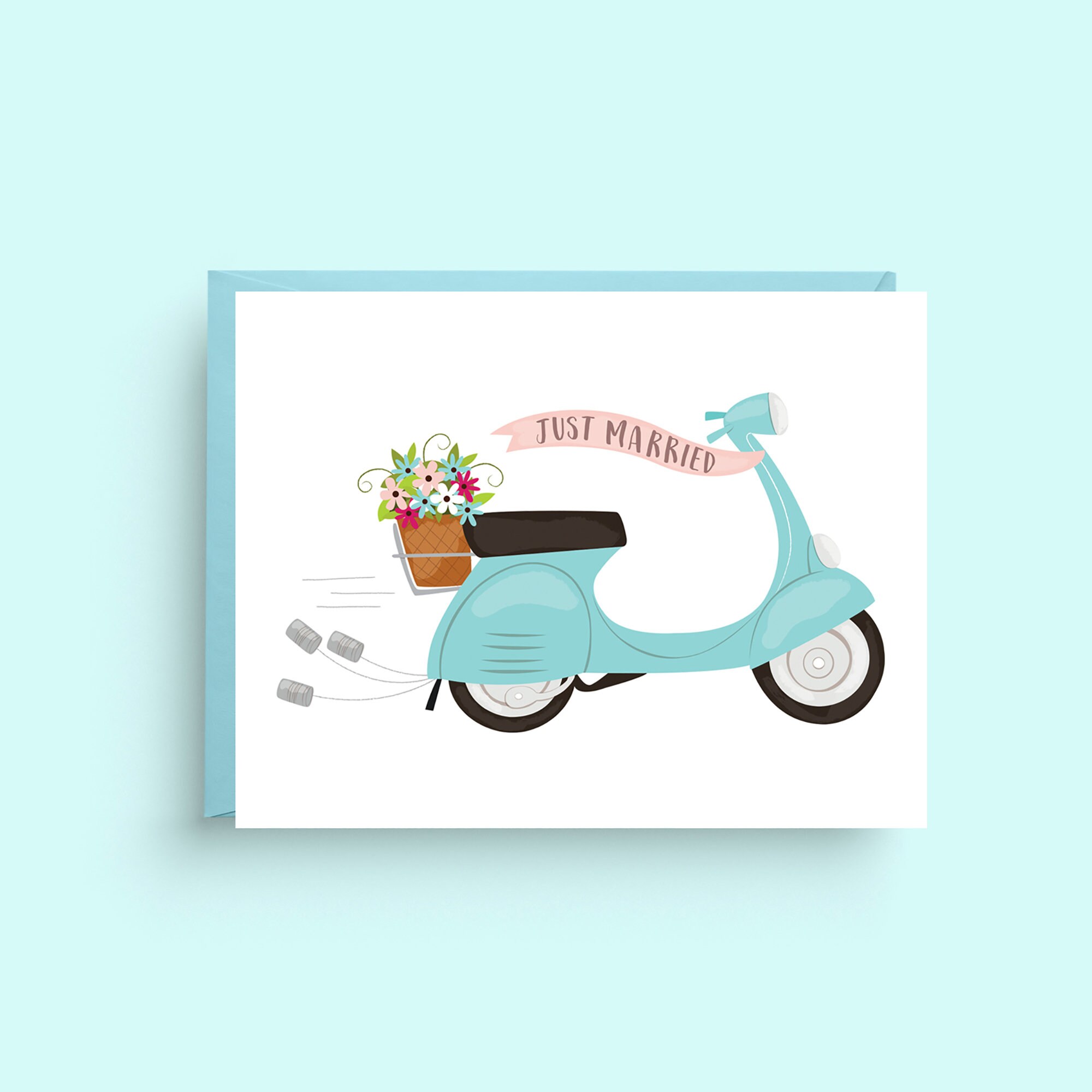 Bruiloft Vespa Kaart Blauwe Vespa Trouwkaart Italiaanse - Etsy België