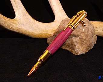 Custom Handmade Wooden Pen - Bolt Action Design/Purple Heart Wood