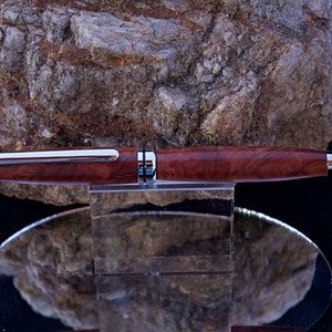 Handmade Custom Wood Pen - Designer Style (Red Mallee Burl Wood/Chrome plating)
