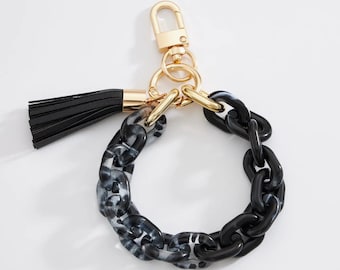 Chunky Chain Link Wristlet | Resin Bangle Keychain | Key Holder Bracelet | Modern Keychain | Purse Charm