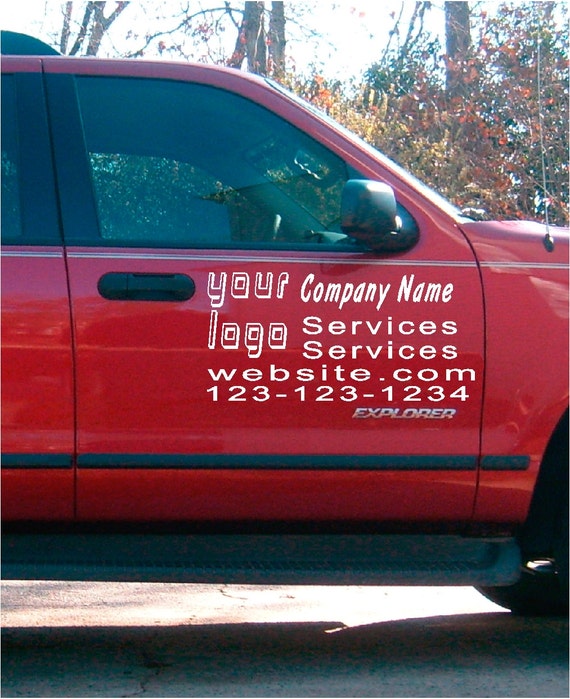 Car Truck Van Door Decals Vinyl Letters Sticker Custom Etsy