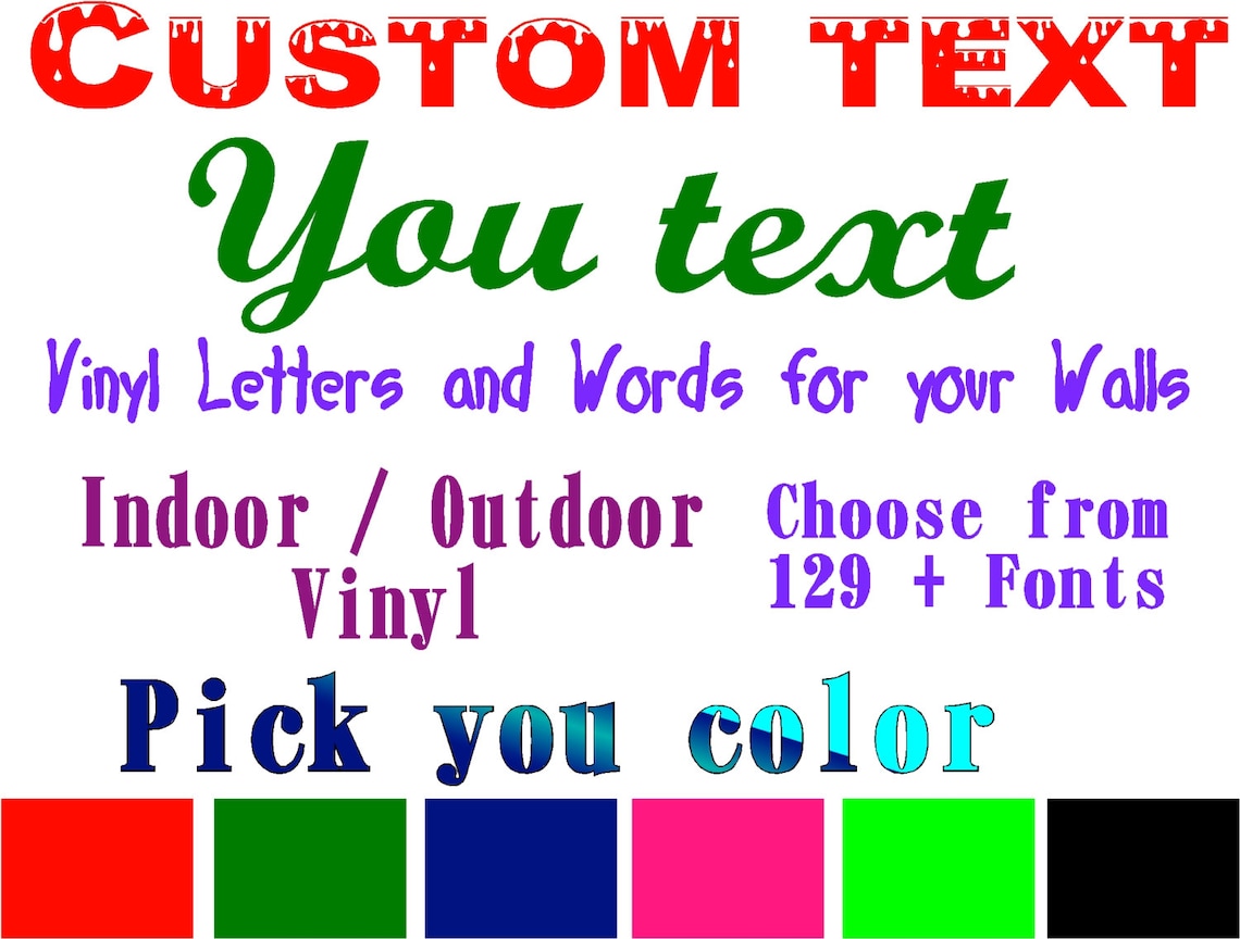 Custom Vinyl Lettering Text Personalized Wall Window Car | Etsy