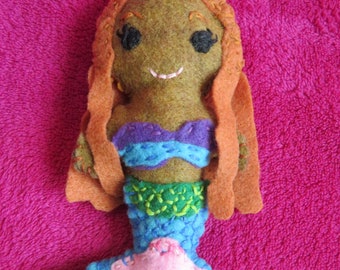 Felt Mermaid Doll Inspired by Ariel from The Little Mermaid