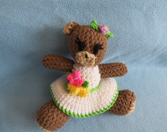 Crochet Teddy Bear in Spring Dress
