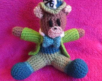 Crochet Teddy Bear Inspired by The Mad Hatter from Alice in Wonderland