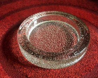 Mid Century Ice Glass Ashtray, Candy Dish, Decor