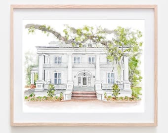 Custom Wedding Venue Painting Personalized Wedding Gift Hand Painted Anniversary Gift for Wife Wedding Keepsake Watercolor Save the Date