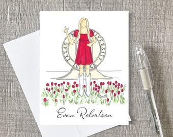 Texas Tech Notecards Grad Gift Thank You Cards Texas Tech Personalized Note Card Gift for Graduate Note Card Custom Art and Note Card Set