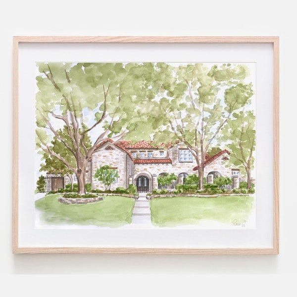 Hand Painted House Watercolor Original House Painting Custom Art of House Housewarming Gift Realtor Gift House Painting Custom House Sketch