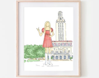 University of Texas Graduate Gift Personalized Graduation Gift for Her Custom College Graduation Art Custom University of Texas Grad Gift